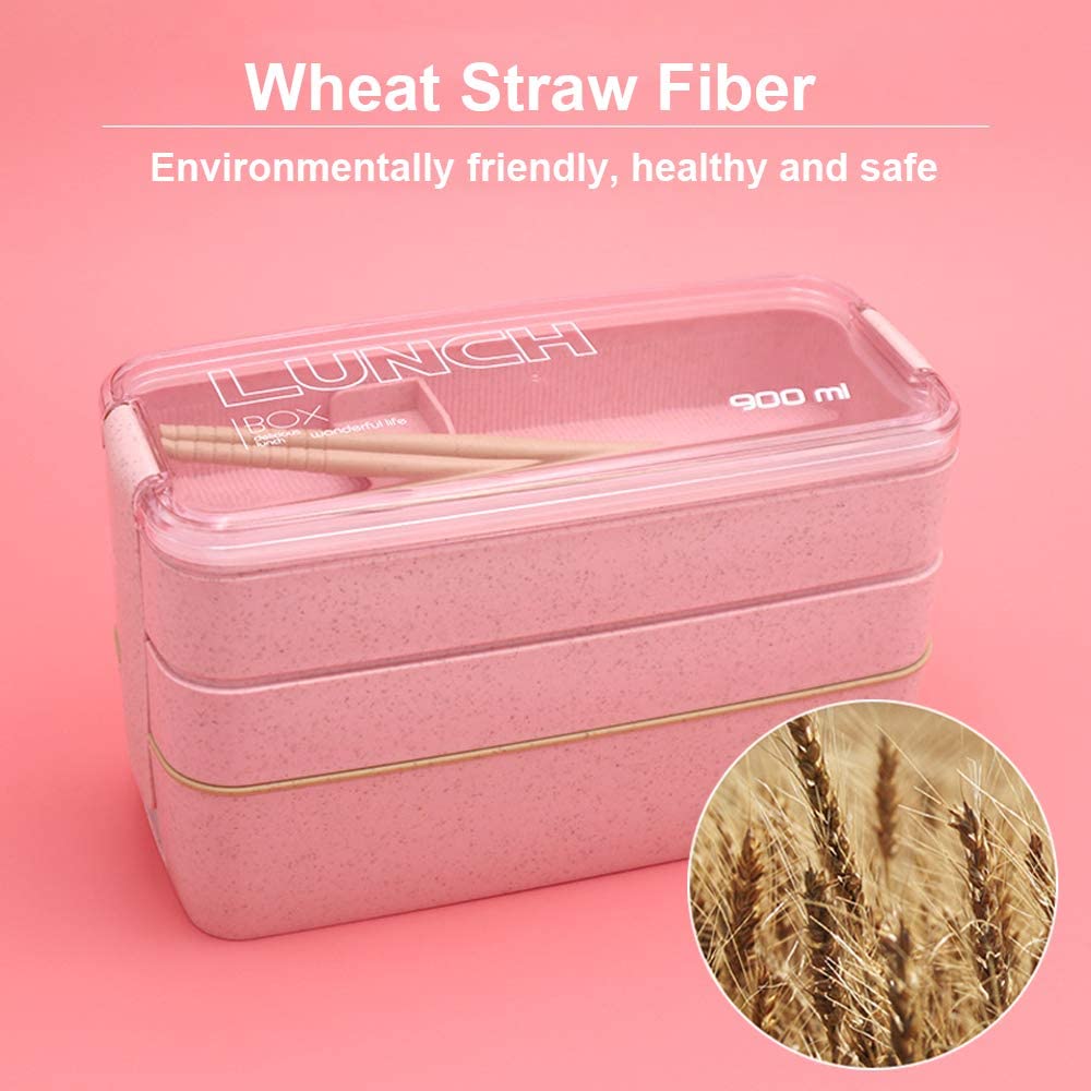BENTO BOX - Three Layered Lunch Box | Wheat Straw 900 ml